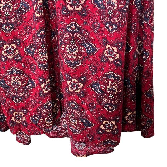 American Eagle XS Red Boho Floral Puff Sleeve Mini Dress - Picture 5 of 12